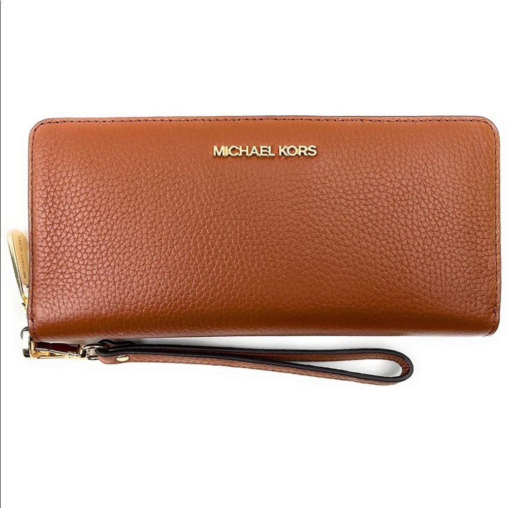 NWT MICHAEL KORS Jet Set Large Continental Travel Brown Leather Wallet